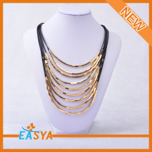Lady Design Gold Chain Necklace Black Rope Gold Chain Necklace Fashion Design Many Gold Chain Necklace