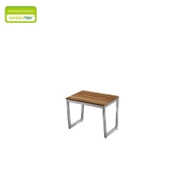 Stainless Steel Brushed Finish Teak Small Side Table