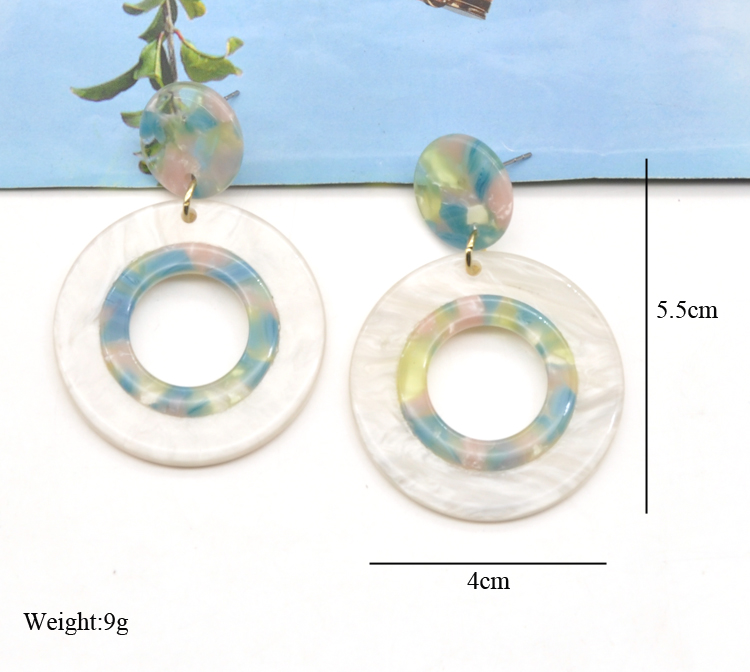 Yiwu mina factory round shape acetate and acrylic earrings women jewelry