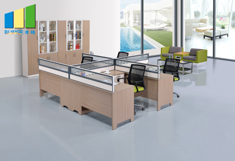 Modern Office Furniture Modular Aluminum Glass Partitions 4 Person Office Cubicle Workstations