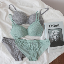 Soft flower three-dimensional embroidery fabrics underwear set lace light women's underwear comfortable breathable lingerie