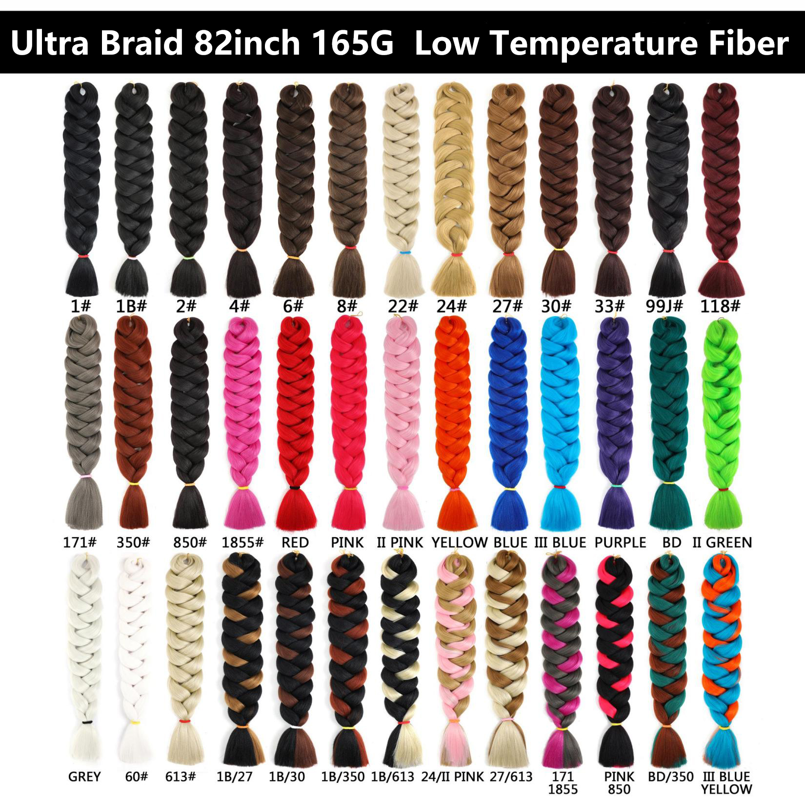 82 24 32 64 inch Packet Synthetic Ombre Fiber X pression Expression Extension Rsa Attachment Hair Braids Synthetic Braiding Hair