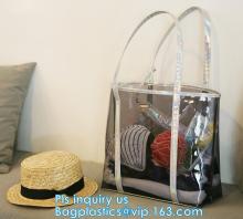 promotional PVC handle bag, Pocket Beach Shoulder Bags, Simple designed plastic beach bags