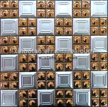 Metal glazed tile color mixed mosaic tile desing 3d mosaic for interior wall tile design