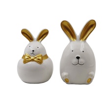 Cute Handmade White Porcelain Ceramic Easter Rabbit Decorations