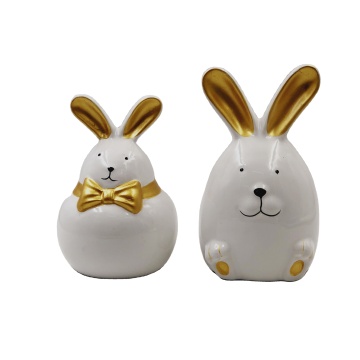 Cute Handmade White Porcelain Ceramic Easter Rabbit Decorations