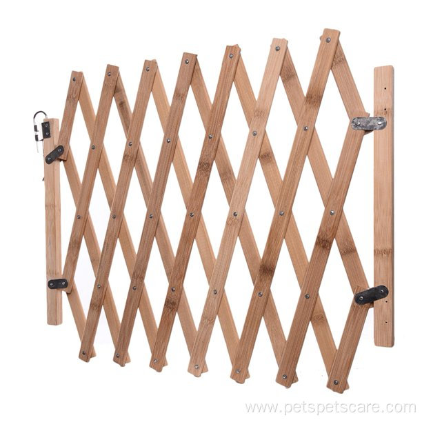 Pet Gate fence Wooden Retractable Dog Sliding Door