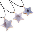 Natural agate crystal tooth original stone heart moon five pointed star Pendant Necklace irregular ore pendant accessories