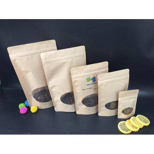 Kraft Paper Stand Up Bag Doypack With Windows