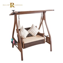 Rattan Double Swing Chair: Outdoor Patio Furniture & Hanging Hammock Chair