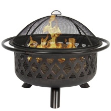 Large Black Wood Burning Outdoor Fire Bowl/Patio Fire Pit