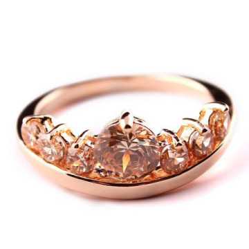 Amber Gold Ring Seven Stone Princess Cut Diamond Ring