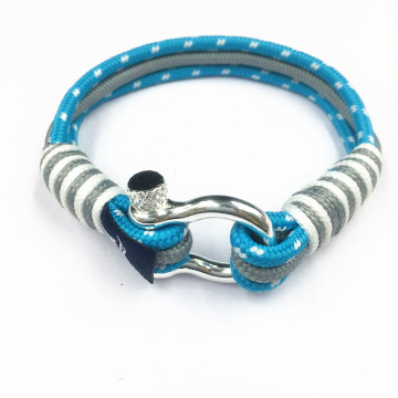 Handmade Men's D Shackle Screw Horseshoe Cord Bracelet