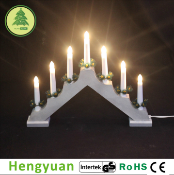White wooden candle bridge light Christmas decorative light