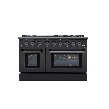 6 Burner, 48 Inch 6.7 cu.ft Oven Black Stainless Steel Gas Range Best Value with cooker
