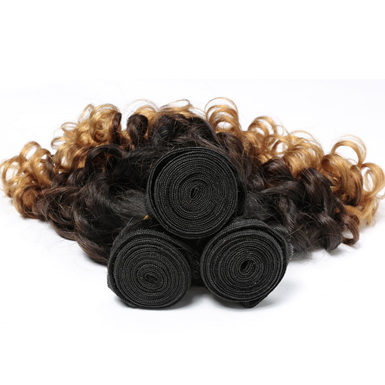 High Quality 8a Grade 1B/4/27 Ombre Brazilian Virgin Hair Spiral Curl Human Hair Bundles