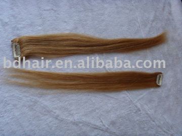 wholesale clip human hair/ clip on hair extensions