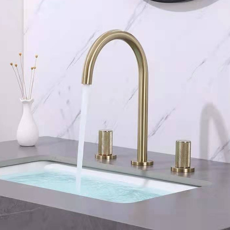 Brushed gold hot and cold full copper faucet