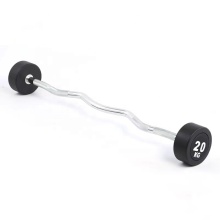 Rubber straight and curl barbell gym fitness accessories