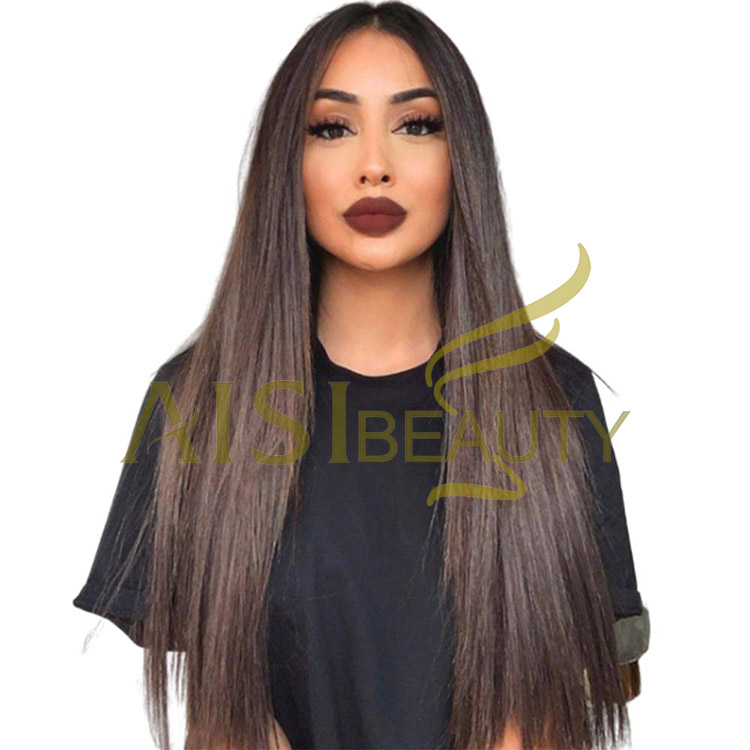 Aisi Beauty Hotselling Vendor Cheap Long Silky Straight Brown Wig Swiss Lace Synthetic Hair For Black Women Lace Front Wig
