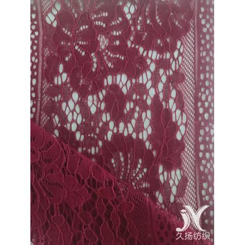 Wine Corded Cotton Nylon Rayon Lace