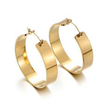 Yiwu Aceon Stainless Steel DIY Engraveable Gold Polished Wide Hoop Earring