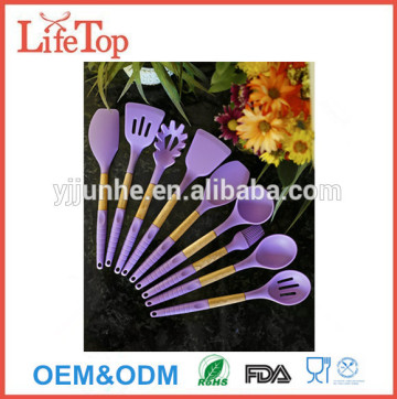 Wooden handle cooking utensils set silicone kitchen tools