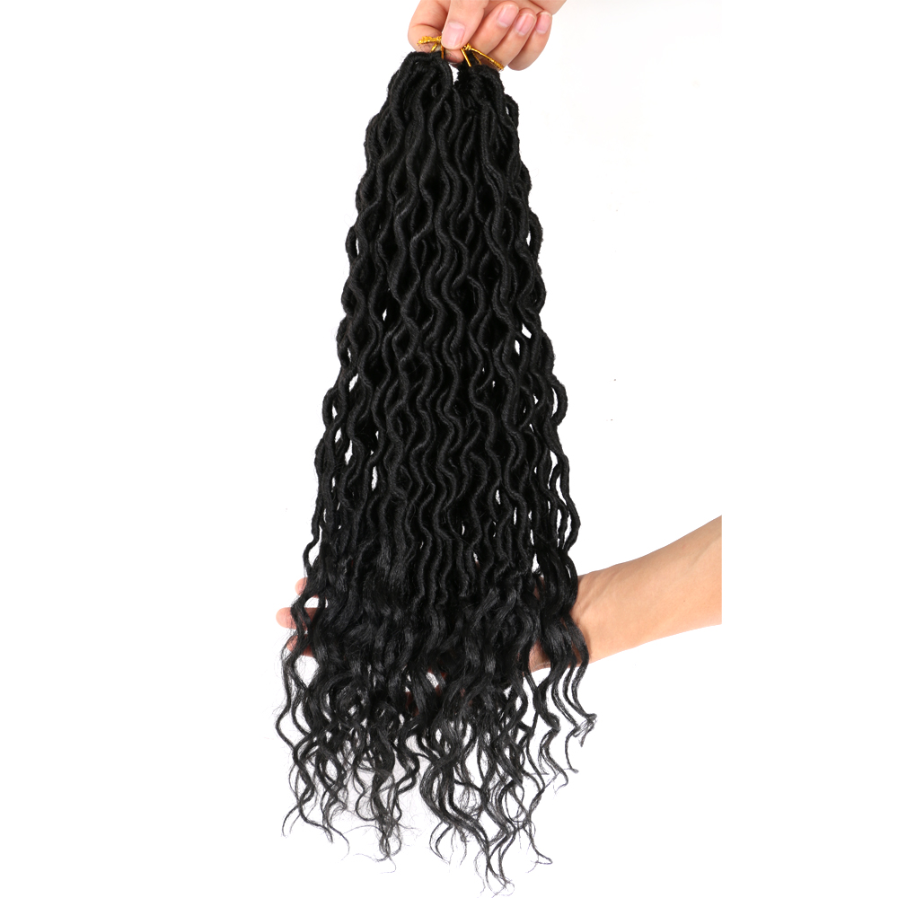 Curly Goddess Locs Crochet Hair Africa Twist Goddess Faux Locs Hair Extensions Solid And Ombre Color Synthetic Fiber Braids