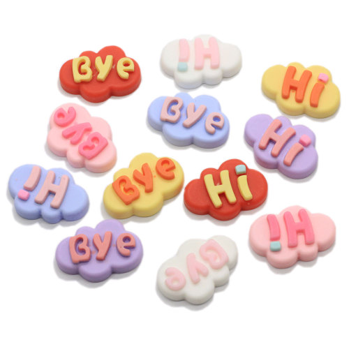 Candy Resin Hi Bye Letter Printing Clouds Flat Back Craft Charms Making Diy Decoration Children Jewelry Bracelet Ornaments