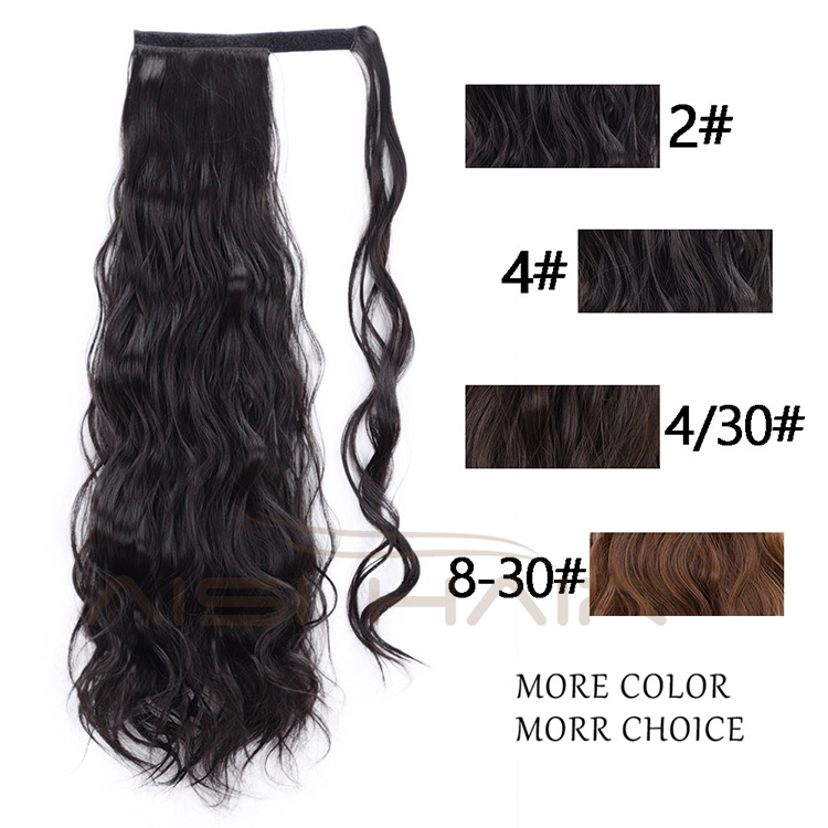Aisi Hair Synthetic Body Wave Long Wavy Ponytail Hair Extensions Black Wrap Around Clip In Hairpieces for Black Women