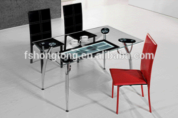 Compact style glass dining table and chairs