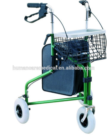Durable steel 3 wheel walker with seat