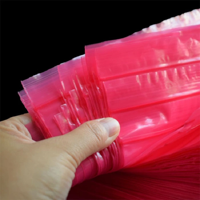 Customized Size Anti Static Pink PE Bags with Zipper for Packaging Electronics