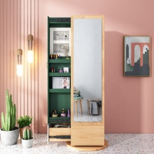 Nordic Style Rotatable Wooden Tall Clothes Rack