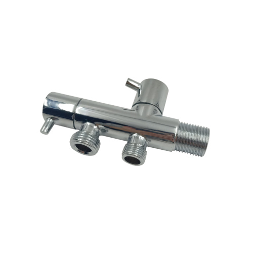 Four-way brushed nickel stainless steel angle valve