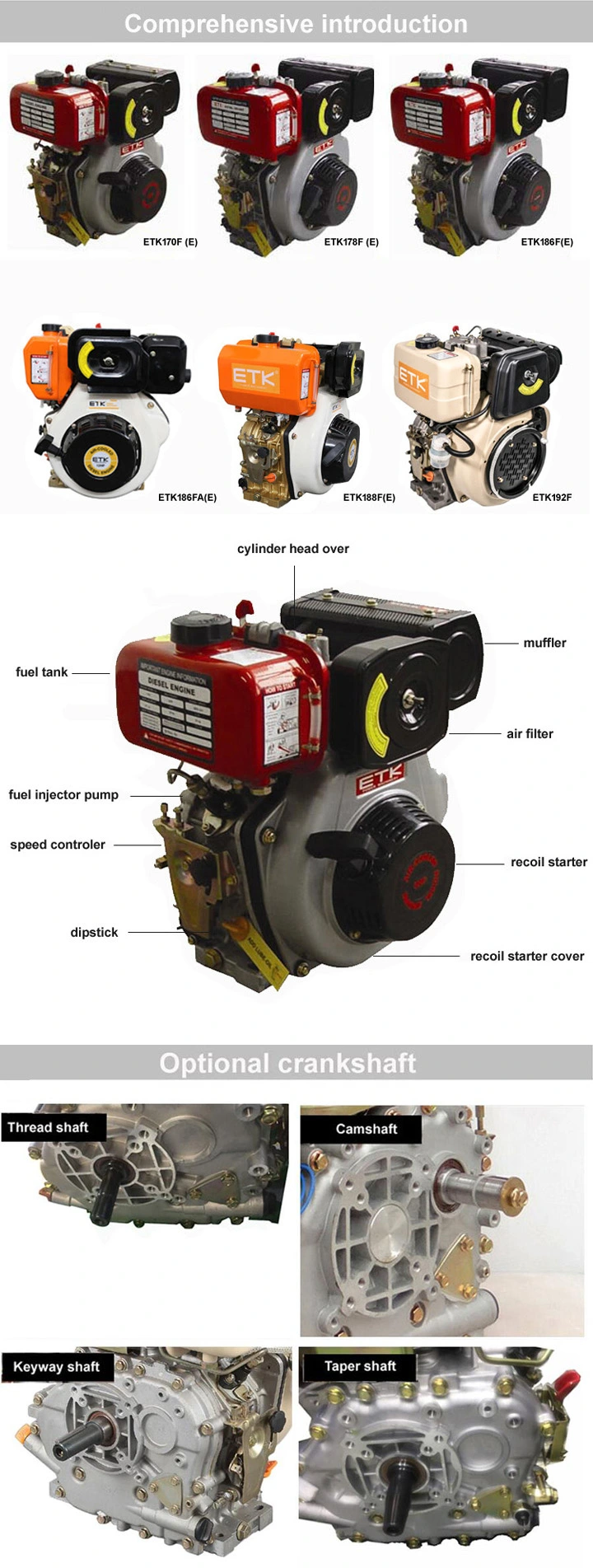 CE Approved Small Diesel Engine (5HP)