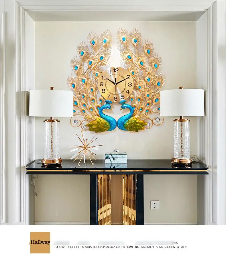 Peacock Chinese Fashion Creative Wall Clock for Home Decoration