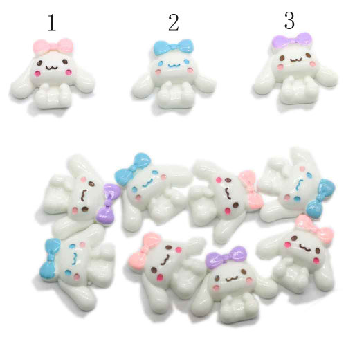 Wholesale Kawaii White Long Ears Dog Resin Decoration Animal Artificial Craft For Fashion Pendant Necklace Jewelry Making