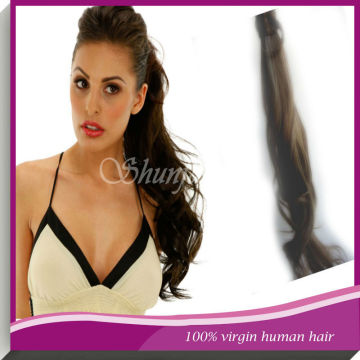 Two tone 18 inch natural ponytail hair,full ponytail wig,long human hair ponytail
