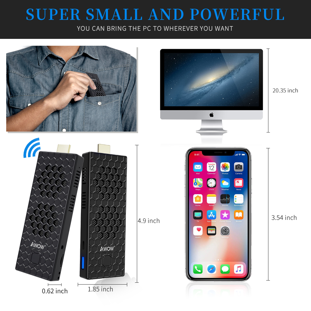 Cheapest N4000 Mini PC Stick Win10 Pocket Mobile PC for Computers
