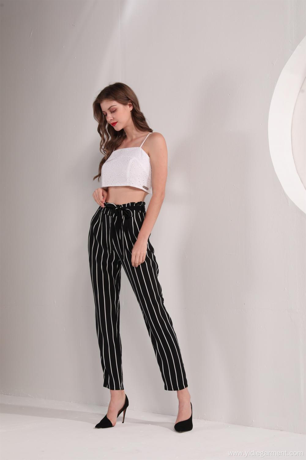 Women's Black and White Stripe Pants