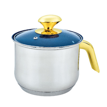 Stainless Steel Milk Pot with Golden Handle