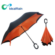 25 inch wind proof upside down umbrella C shape handle umbrella