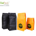 Compostable Cornstrach Plastic Square Bottom Stand Up Sac personnalisé Pririsme avec ziplock sur le dessus