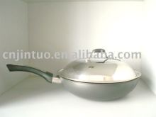 long handle wok with s/s lid
