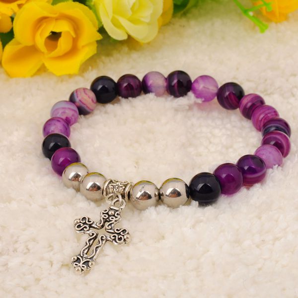 Pendentifs en alliage de bijoux de pierres précieuses bracelet violet violet naturel