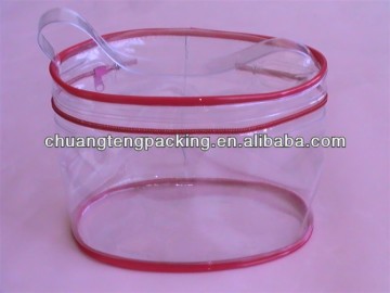 Custom transparent pvc cosmetics packaging bag pvc cosmetic bag with handle