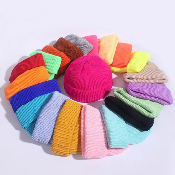 Ribbed Knitted Cuffed Short Melon Hat