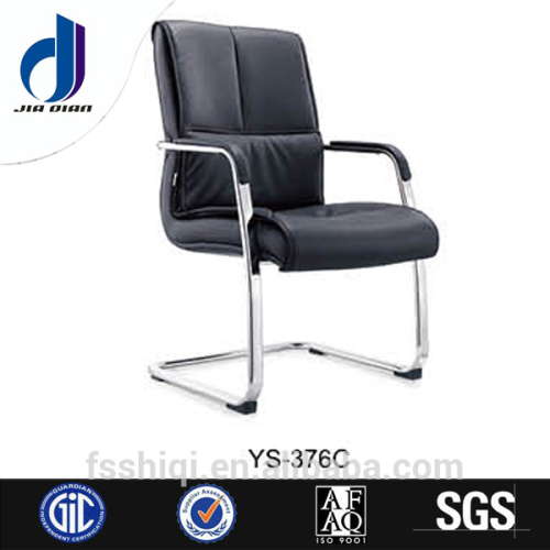 black leather stainless steel frame staff chair