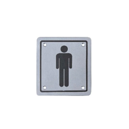 Stainless steel toilet sign in the hotel